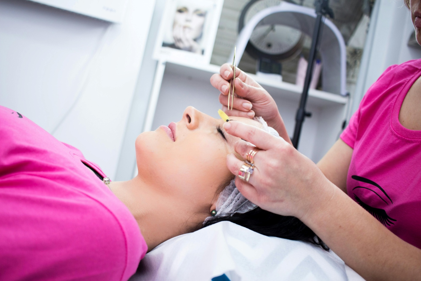 Woman getting a skin treatment by a skin specialist